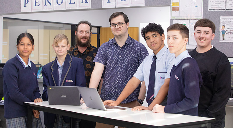 Penola Catholic College Emu Plains ICT support team with students